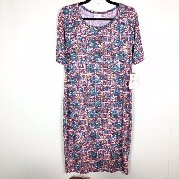 LuLaRoe Colorful Geometric Midi Dress - Picture 1 of 5
